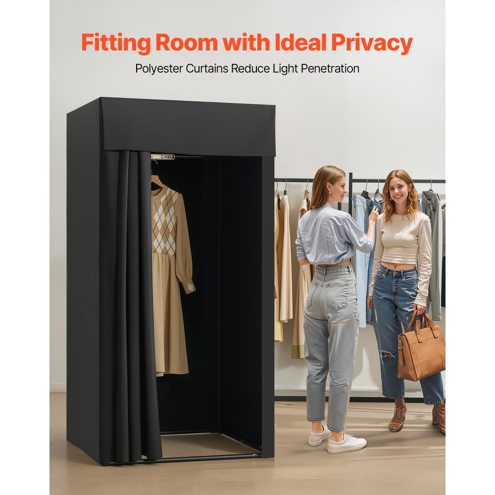 VEVOR Fitting Room, Portable Dressing Room with Thick Polyester Curtains, Privacy Space with Shading Curtain and a Hook, for Boutique, Mall, Tailor's Store & Outdoor Activity 39 x 39 x 78 in (Black)