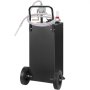 black VEVOR fuel caddy with hose, nozzle, and wheels for easy transportation.