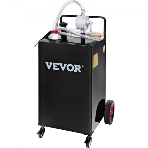 VEVOR Fuel Caddy, 30 Gallon, Gas Storage Tank & 4 Wheels, with Manuel Transfer Pump, Gasoline Diesel Fuel Container for Cars, Lawn Mowers, ATVs, Boats, More, Black