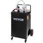 VEVOR 30 Gallon Fuel Caddy, Gas Storage Tank & 4 Wheels, with Manuel Transfer Pump, Gasoline Diesel Fuel Container for Cars, Lawn Mowers, ATVs, Boats, More, Black