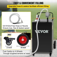 VEVOR 30 Gallon Fuel Caddy, Gas Storage Tank & 4 Wheels, with Manuel Transfer Pump, Gasoline Diesel Fuel Container for Cars, Lawn Mowers, ATVs, Boats, More, Black