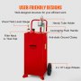 VEVOR 30 Gallon Fuel Caddy, Fuel Storage Tank on 2 Wheels, Portable Gas Caddy with Manuel Transfer Pump, Gasoline Diesel Fuel Container for Cars, Lawn Mowers, ATVs, Boats, More, Red