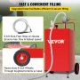 VEVOR 30 Gallon Fuel Caddy, Fuel Storage Tank on 2 Wheels, Portable Gas Caddy with Manuel Transfer Pump, Gasoline Diesel Fuel Container for Cars, Lawn Mowers, ATVs, Boats, More, Red