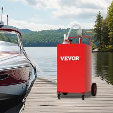 VEVOR 114L Fuel Caddy, Gas Storage Tank & 4 Wheels, with Manuel Transfer Pump, Gasoline Diesel Fuel Container for Cars, Lawn Mowers, ATVs, Boats, More, Red