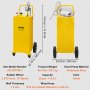 VEVOR 30 Gallon Fuel Caddy, Gas Storage Tank & 4 Wheels, with Manuel Transfer Pump, Gasoline Diesel Fuel Container for Cars, Lawn Mowers, ATVs, Boats, More, Yellow