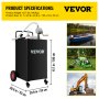 VEVOR Fuel Caddy Fuel Storage Tank 35 Gallon 4 Hjul med Manuel Pump, Sort
