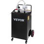 VEVOR Fuel Caddy, 35 Gallon, Gas Storage Tank on 4 Wheels, with Manuel Transfer Pump, Gasoline Diesel Fuel Container for Cars, Lawn Mowers, ATVs, Boats, More, Black