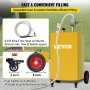 VEVOR Fuel Caddy, 35 Gallon, Gas Storage Tank on 4 Wheels, with Manuel Transfer Pump, Gasoline Diesel Fuel Container for Cars, Lawn Mowers, ATVs, Boats, More, Yellow