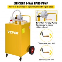 VEVOR Fuel Caddy, 35 Gallon, Δεξαμενή αποθήκευσης αερίου σε 4 τροχούς, με Manuel Transfer Pump, Δοχείο καυσίμου βενζίνης ντίζελ για αυτοκίνητα, χορτοκοπτικά, ATV, σκάφη, Περισσότερα, κίτρινο