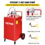 VEVOR Fuel Caddy, 132L, Gas Storage Tank on 4 Wheels, with Manuel Transfer Pump, Gasoline Diesel Fuel Container for Cars, Lawn Mowers, ATVs, Boats, More, Red
