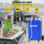 VEVOR 30 Gallon Fuel Caddy, Gas Storage Tank & 4 Wheels, with Manuel Transfer Pump, Gasoline Diesel Fuel Container for Cars, Lawn Mowers, ATVs, Boats, More, Blue