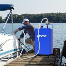 VEVOR 114L Fuel Caddy, Gas Storage Tank & 4 Wheels, with Manuel Transfer Pump, Gasoline Diesel Fuel Container for Cars, Lawn Mowers, ATVs, Boats, More, Blue