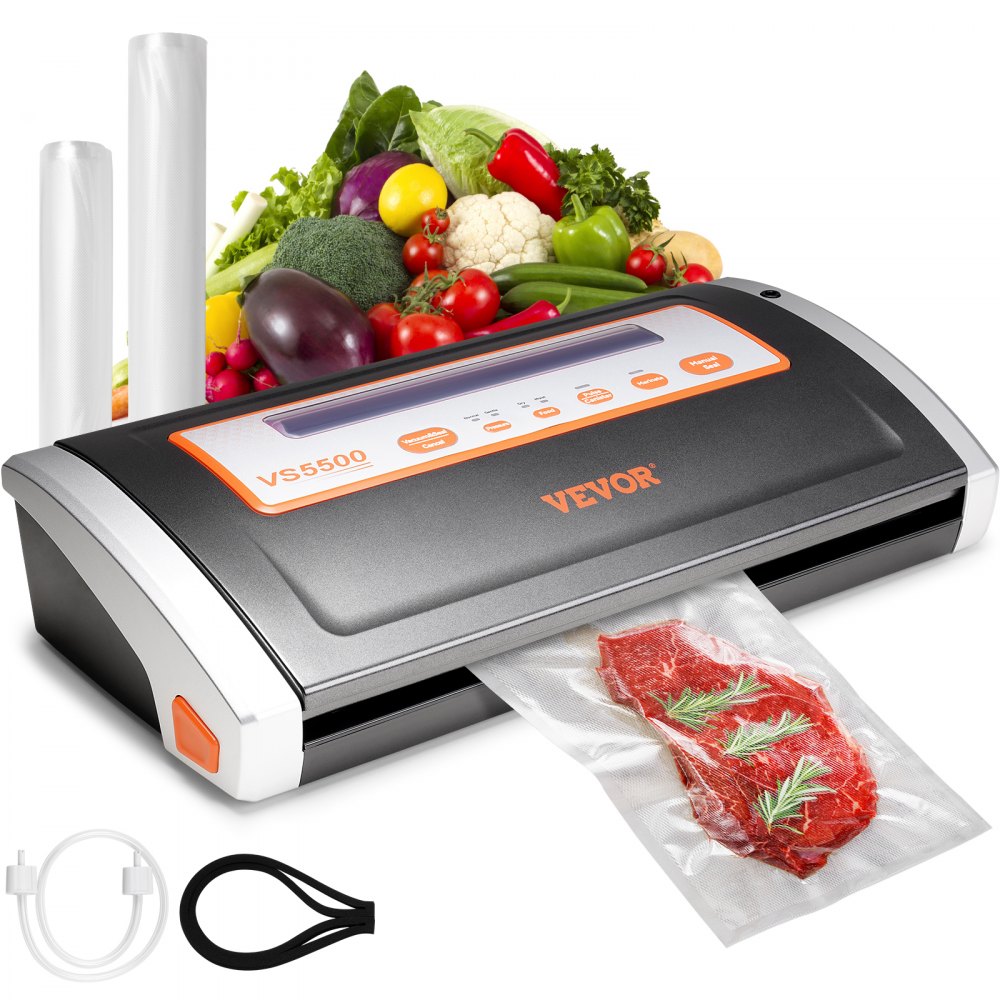 VEVOR Vacuum Sealer Machine, 80Kpa 130W Powerful, Multifunctional for Dry and Moist Food Storage, Automatic and Manual Air Sea