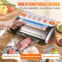 VEVOR Vacuum Sealer Machine, 80Kpa 130W Powerful, Multifunctional for Dry and Moist Food Storage, Automatic and Manual Air Sealing System with Built-in Cutter, 2 Bag Rolls and an External Hose