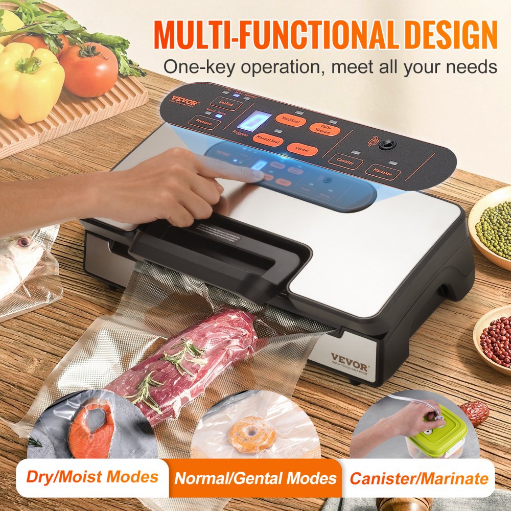 VEVOR Vacuum Sealer Machine Food Preservation Storage Saver 90Kpa w/ Seal Bag