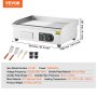 VEVOR Commercial Electric Griddle, 3200W Countertop Half-Flat Top Grill, 122℉-572℉ Adjustable Temp, 21.26x11.81x0.39in Stainless Steel Griddle Grill with 2 Shovels and 2 Brushes for Home or Restaurant