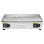 VEVOR Commercial Electric Grill, 28.54 x 15.75 inches, 4400W, 122–570°F adjustable temperature control, stainless steel (outer shell), commercial grill pan, countertop pan, half-groove, half-flat, comes with 2 scrapers and 2 brushes, suitable for steaks (no plug).