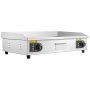 VEVOR Commercial Electric Grill, 28.54 x 15.75 inches, 4400W, 122–570°F adjustable temperature control, stainless steel (outer shell), commercial grill pan, countertop pan, half-groove, half-flat, comes with 2 scrapers and 2 brushes, suitable for steaks (no plug).