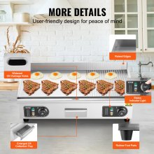 VEVOR Commercial Electric Griddle 4400W Countertop Half-Flat Top Grill 122℉-572℉