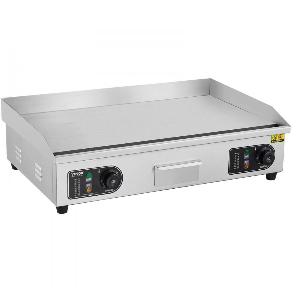 VEVOR Commercial Electric Griddle, 28.54 x 15.75 in, 2800W, 122-570°F Adjustable Temp Control, with 2 Spatulas, 2 Brushes, and 4 Foot Pads, for Steak (NO PLUG)