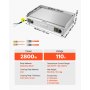 VEVOR Commercial Electric Griddle, 28.54 x 15.75 in, 2800W, 122-570°F Adjustable Temp Control, Stainless Steel Countertop Flat Top Grill with 2 Spatulas, 2 Brushes, and 4 Foot Pads, for Steak (NO PLUG)