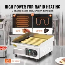 VEVOR Commercial Electric Griddle, 1700W Countertop Flat Top Grill, 122℉-572 ℉ Adjustable Temp, 14.17 x 11.81 x 0.39in Stainless Steel Griddle Grill with 2 Shovels and 2 Brushes for Home or Restaurant