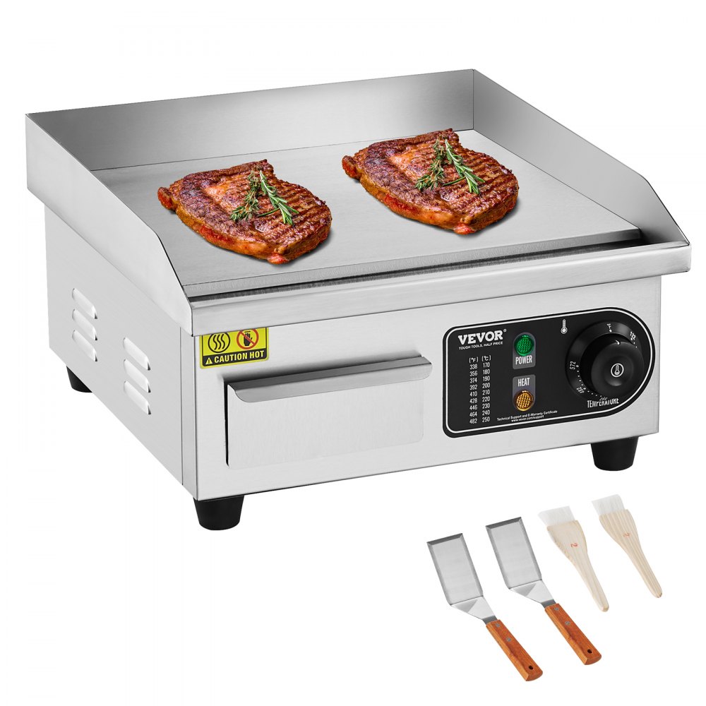 VEVOR kommerciel elektrisk bageplade 2000 W bordplade flad grill 122℉-572℉