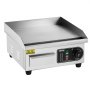 VEVOR Commercial Electric Griddle, 2000W Countertop Flat Top Grill, 122℉-572 ℉ Adjustable Temp, 14.17 x 11.81 x 0.39in Stainless Steel Griddle Grill with 2 Shovels and 2 Brushes for Home or Restaurant