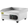 VEVOR Commercial Electric Griddle, 2000W Countertop Flat Top Grill, 122℉-572 ℉ Adjustable Temp, 14.17 x 11.81 x 0.39in Stainless Steel Griddle Grill with 2 Shovels and 2 Brushes for Home or Restaurant