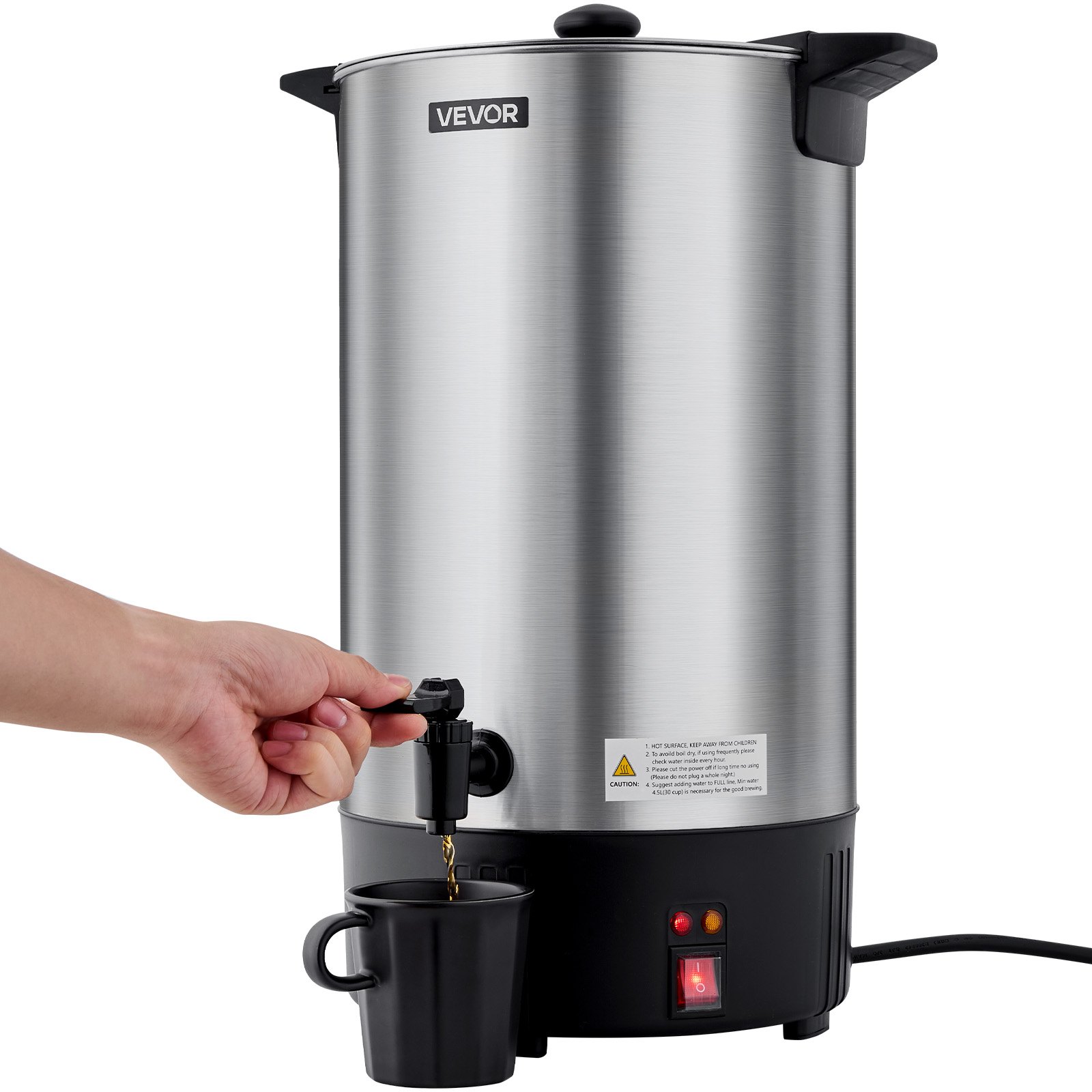 VEVOR Commercial Coffee Urn, 100 Cup 15 L Hot Beverage Dispenser with Dripless Faucet, Quick-Brewing Stainless Steel Large Commercial Coffee Maker, for Catering, Business, Party, Church & Restaurant