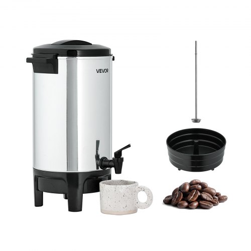 VEVOR Commercial Coffee Urn, 30 Cup 4.5 L Hot Beverage Dispenser with Dripless Faucet, Quick-Brewing Commercial Coffee Maker, Automatic Temperature Control, for Catering, Party, Church & Restaurant