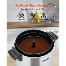 VEVOR Commercial Coffee Urn, 30 Cup 4.5 L Hot Beverage Dispenser with Dripless Faucet, Quick-Brewing Commercial Coffee Maker, Automatic Temperature Control, for Catering, Party, Church & Restaurant