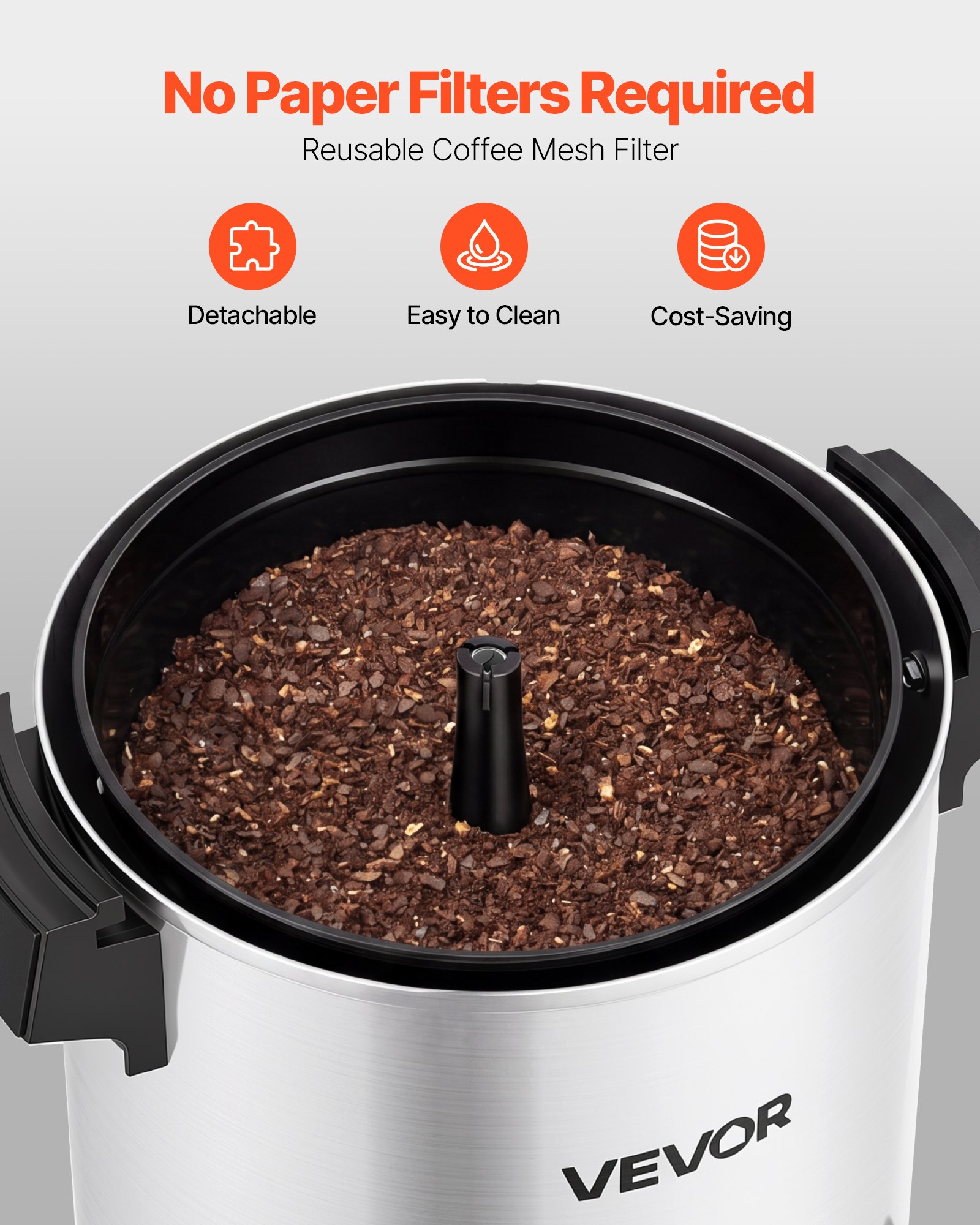 VEVOR Commercial Coffee Urn, 30 Cup 4.5L Hot Beverage Dispenser with Dripless Faucet, 1190W Quick-Brewing Coffee Maker, Automatic Temperature Control, for Catering, Party, Church & Restaurant