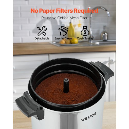 VEVOR Commercial Coffee Urn, 40 Cup 6 L Hot Beverage Dispenser with  Dripless Faucet, Quick-Brewing Commercial Coffee Maker, Automatic  Temperature ...