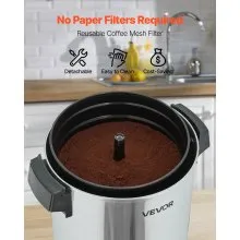 VEVOR Commercial Coffee Urn, 40 Cup 6 L Hot Beverage Dispenser with Dripless Faucet, Quick-Brewing Commercial Coffee Maker, Automatic Temperature Control, for Catering, Party, Church & Restaurant