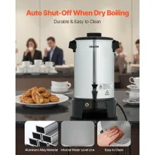 VEVOR Commercial Coffee Urn, 40 Cup 6 L Hot Beverage Dispenser with Dripless Faucet, Quick-Brewing Commercial Coffee Maker, Automatic Temperature Control, for Catering, Party, Church & Restaurant