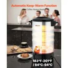 VEVOR Commercial Coffee Urn, 40 Cup 6 L Hot Beverage Dispenser with Dripless Faucet, Quick-Brewing Commercial Coffee Maker, Automatic Temperature Control, for Catering, Party, Church & Restaurant