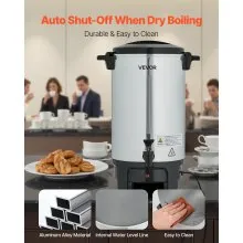 VEVOR Commercial Coffee Urn, 40 Cup 6 L Hot Beverage Dispenser with Dripless Faucet, Quick-Brewing Commercial Coffee Maker, Automatic Temperature Control, for Catering, Party, Church & Restaurant