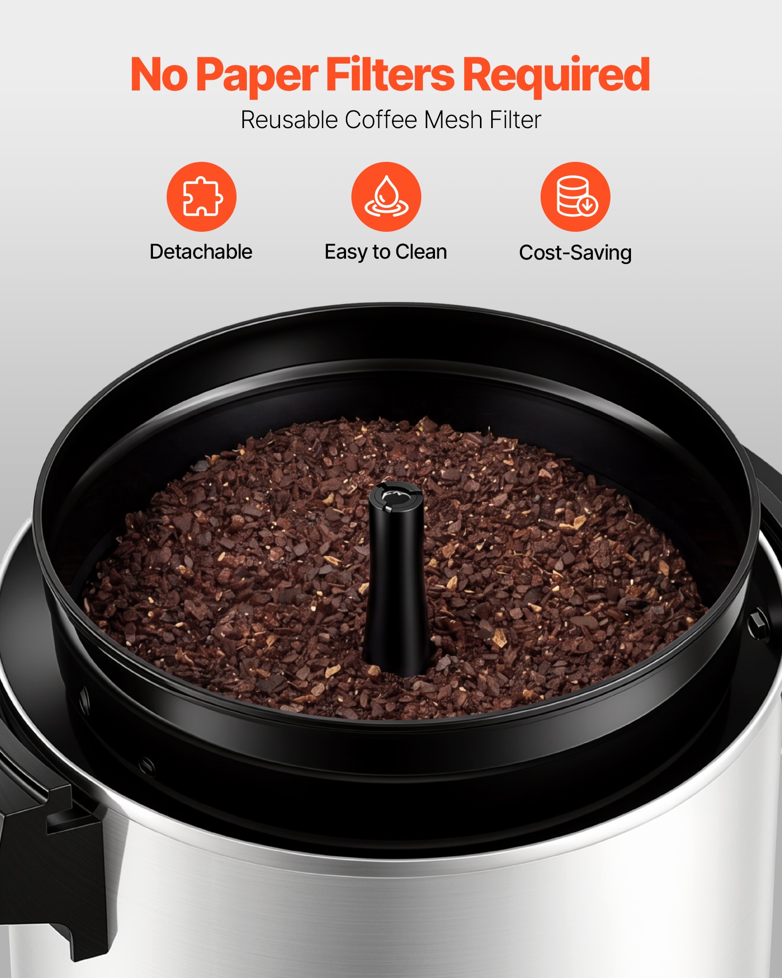 VEVOR Commercial Coffee Urn, 42 Cup 6.3L Hot Beverage Dispenser with Dripless Faucet, 1190W Quick-Brewing Coffee Maker, Automatic Temperature Control, for Catering, Party, Church & Restaurant
