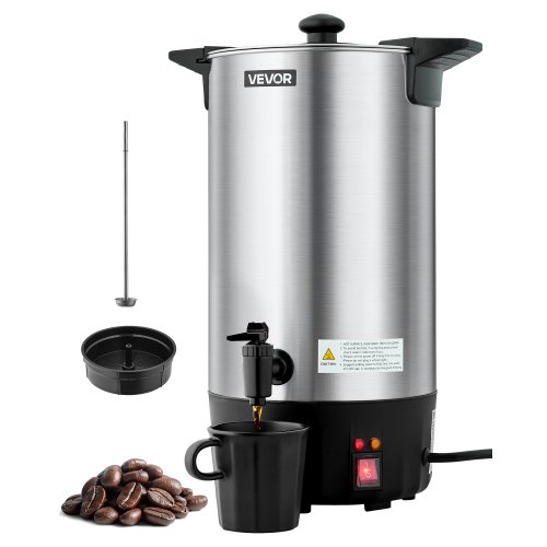 VEVOR Commercial Coffee Urn, 60 Cup 9 L Hot Beverage Dispenser with Dripless Faucet, Quick-Brewing Stainless Steel Large Commercial Coffee Maker, for Catering, Business, Party, Church & Restaurant