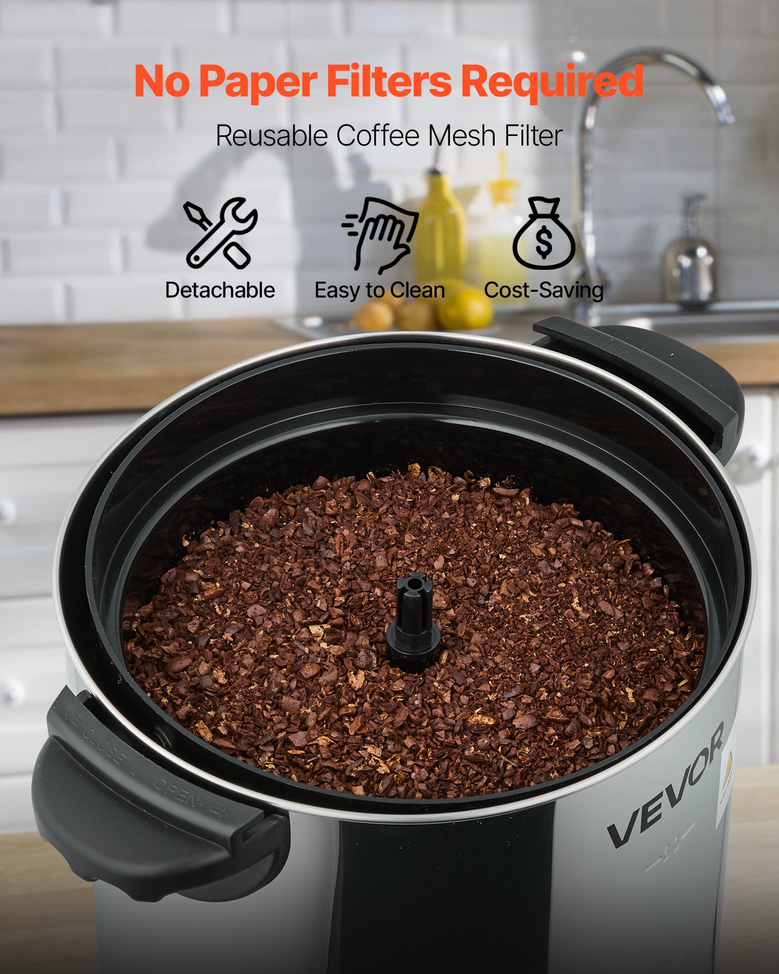 VEVOR Commercial Coffee Urn, 30 Cup 4.5 L Hot Beverage Dispenser with Dripless Faucet, Quick-Brewing Commercial Coffee Maker with Stainless Steel Liner, for Catering, Business, Church & Restaurant