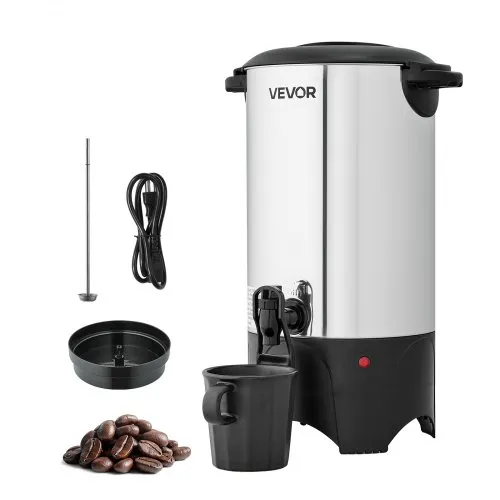 VEVOR Commercial Coffee Urn, 40 Cup 6 L Hot Beverage Dispenser with Dripless Faucet, Quick-Brewing Commercial Coffee Maker, with Stainless Steel Liner, for Catering, Business, Church & Restaurant