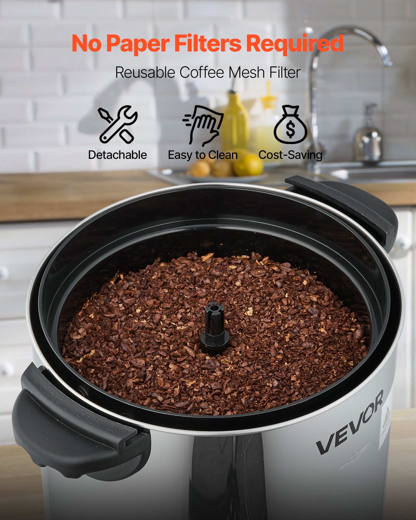 VEVOR Commercial Coffee Urn, 40 Cup 6 L Hot Beverage Dispenser with Dripless Faucet, Quick-Brewing Commercial Coffee Maker, with Stainless Steel Liner, for Catering, Business, Church & Restaurant