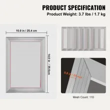 VEVOR Screen Printing Kit, 6 Pieces Aluminum Silk Screen Printing Frames, 10x14inch Silk Screen Printing Frame with 110 Count Mesh, High Tension Nylon Mesh and Sealing Tape for T-shirts DIY Printing