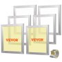 VEVOR screen printing kit with six aluminum frames and a roll of masking tape in the corner.