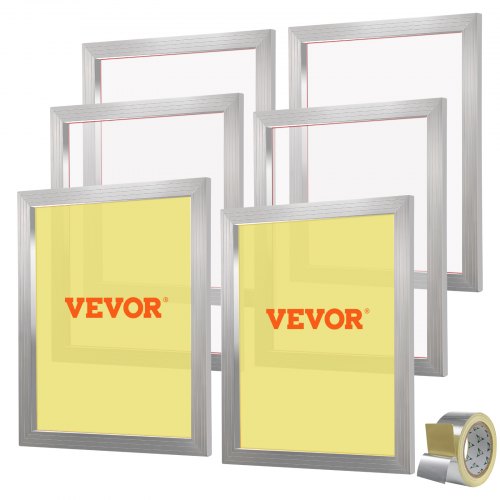 VEVOR Screen Printing Kit, 6 Pieces Aluminum Silk Screen Printing Frames, 20x24inch Silk Screen Printing Frame with 305 Count Mesh, High Tension Nylon Mesh and Sealing Tape for T-shirts DIY Printing