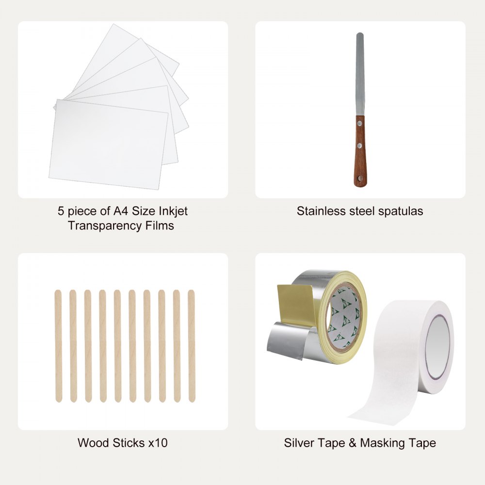 VEVOR Screen Printing Kit, 2 Pieces Aluminum Silk Screen Printing Frames20.3 x 25.4/25.4 x 35.6cm 110 Count Mesh, 2 Tapes and Screen Printing Squeegees and Transparency Films for T-shirts DIY