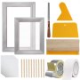 VEVOR-silkkipainosarja, 2 kpl alumiinisia silkkipainokehyksiä 8x10/10x14 tuumaa, 110 mesh-kokoa, 2 teippiä ja silkkipainolastat ja kalvot T-paitoihin, tee-se-itse-tulostus