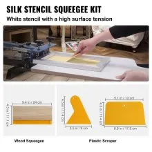 VEVOR Screen Printing Kit, 2 Pieces Aluminum Silk Screen Printing Frames 8x10/10x14in 110 Count Mesh, 2 Tapes and Screen Printing Squeegees and Transparency Films for T-shirts DIY Printing