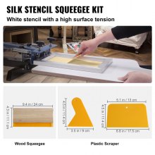 VEVOR Screen Printing Kit, 3 delar aluminium Silk Screentrycksramar 6x10/8x12/10x14tum 110 Count Mesh, 5 glitter och screentrycksskrapor och OH-film för t-shirts gör det själv-utskrift